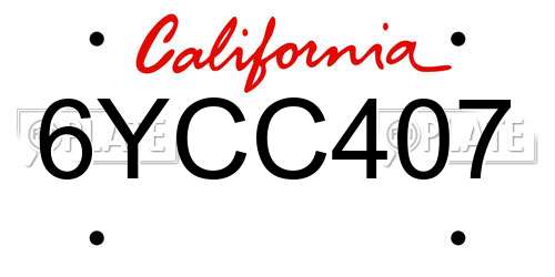 6YCC407 California License Plate