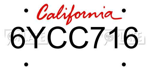 6YCC716 California License Plate