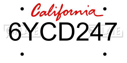 6YCD247 California License Plate