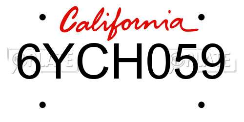 6YCH059 California License Plate