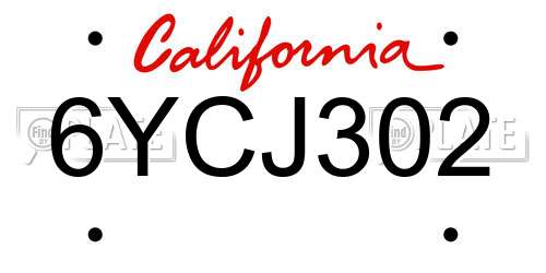 6YCJ302 California License Plate