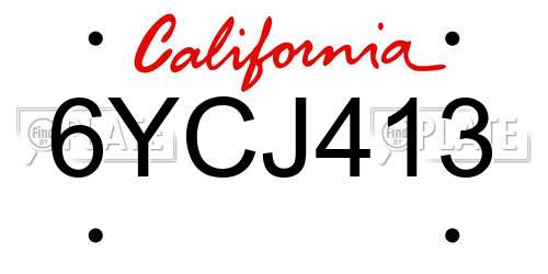 6YCJ413 California License Plate