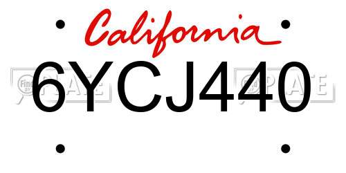 6YCJ440 California License Plate