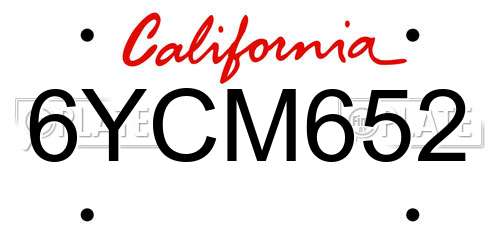 6YCM652 California License Plate