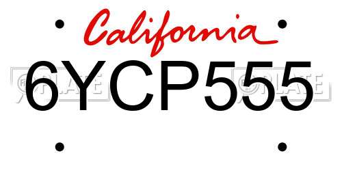 6YCP555 California License Plate
