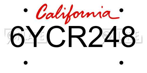 6YCR248 California License Plate