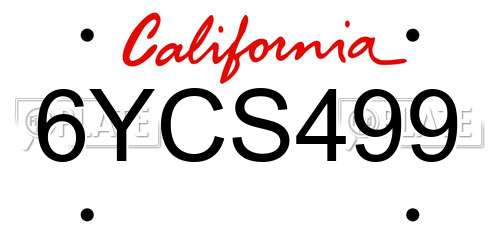 6YCS499 California License Plate