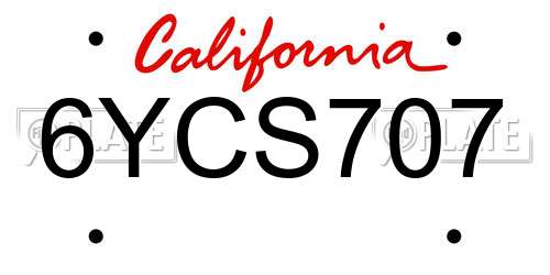 6YCS707 California License Plate