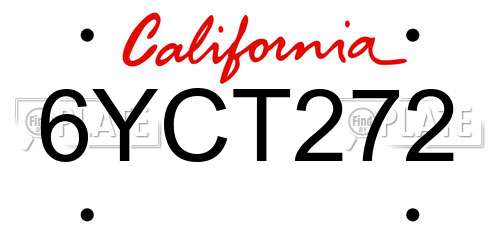 6YCT272 California License Plate