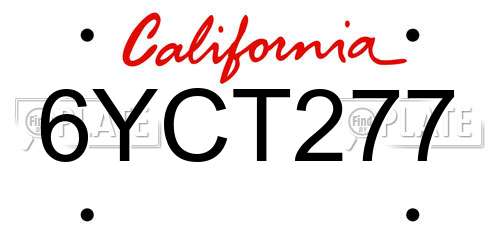 6YCT277 California License Plate