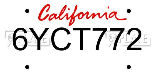 6YCT772 California License Plate