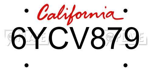 6YCV879 California License Plate