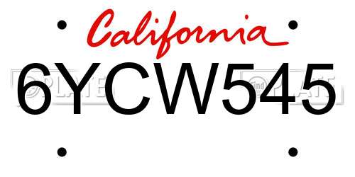 6YCW545 California License Plate