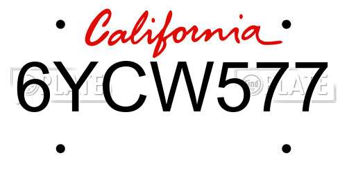 6YCW577 California License Plate