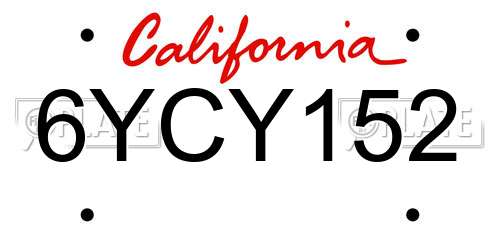 6YCY152 California License Plate
