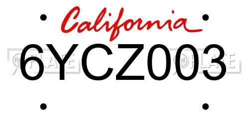 6YCZ003 California License Plate
