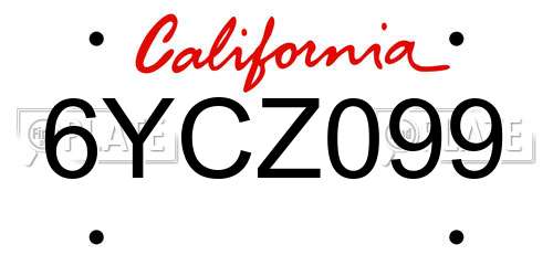 6YCZ099 California License Plate