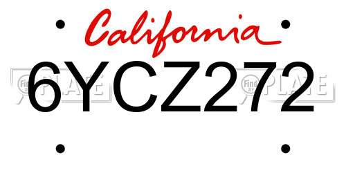 6YCZ272 California License Plate