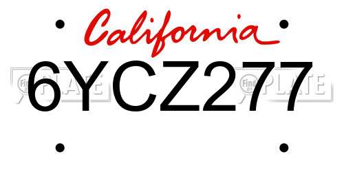 6YCZ277 California License Plate