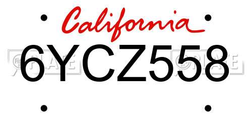 6YCZ558 California License Plate