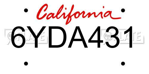6YDA431 California License Plate