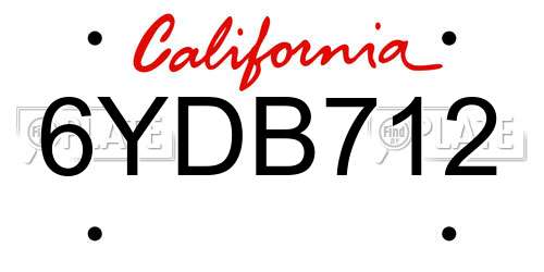 6YDB712 California License Plate