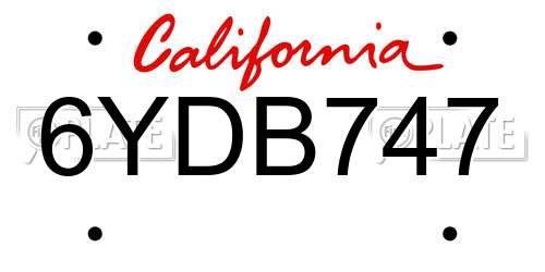 6YDB747 California License Plate