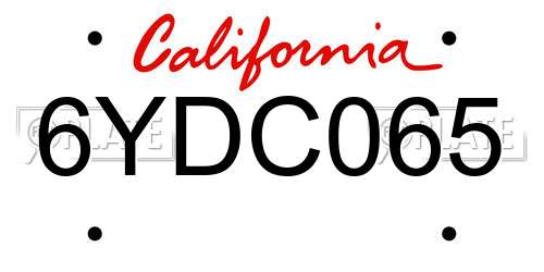 6YDC065 California License Plate
