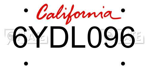 6YDL096 California License Plate