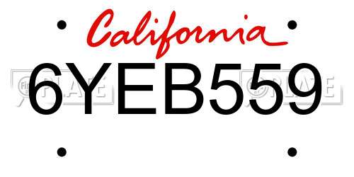 6YEB559 California License Plate