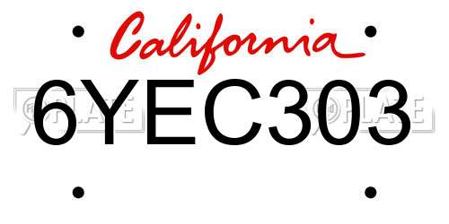 6YEC303 California License Plate