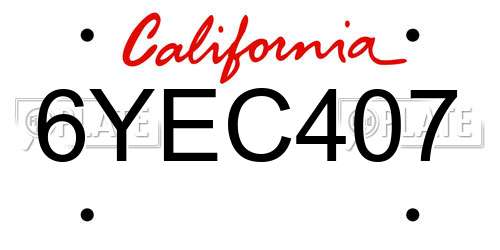 6YEC407 California License Plate