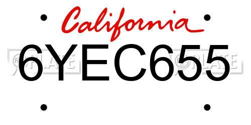 6YEC655 California License Plate