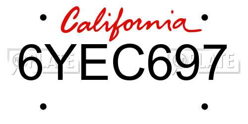 6YEC697 California License Plate