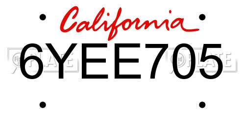 6YEE705 California License Plate