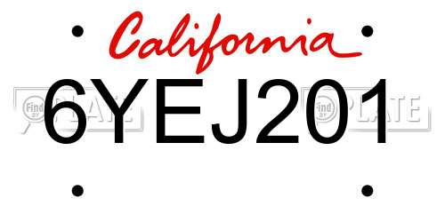 6YEJ201 California License Plate