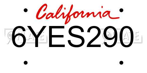 6YES290 California License Plate