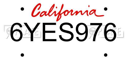 6YES976 California License Plate