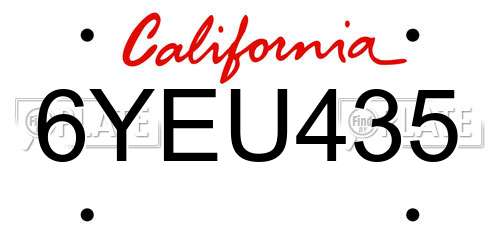 6YEU435 California License Plate