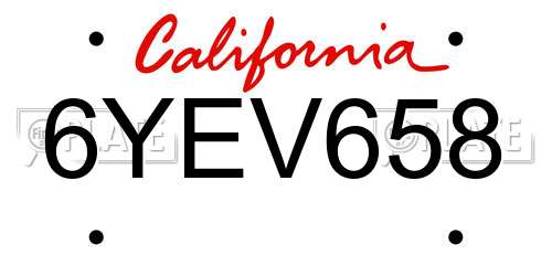 6YEV658 California License Plate