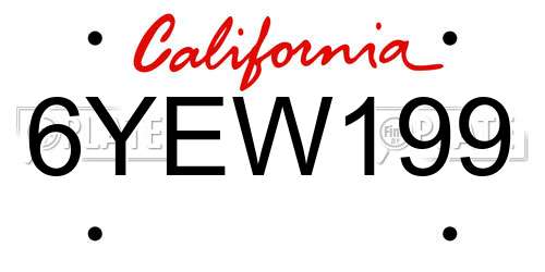 6YEW199 California License Plate