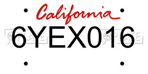 6YEX016 California License Plate