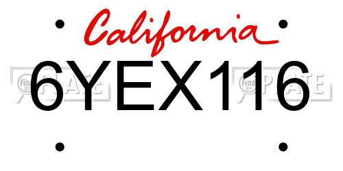 6YEX116 California License Plate