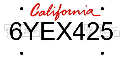 6YEX425 California License Plate