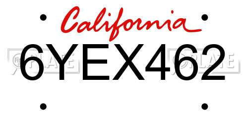 6YEX462 California License Plate