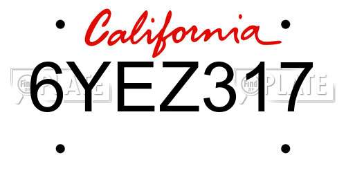 6YEZ317 California License Plate