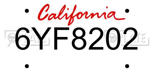 6YF8202 California License Plate