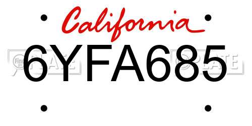 6YFA685 California License Plate