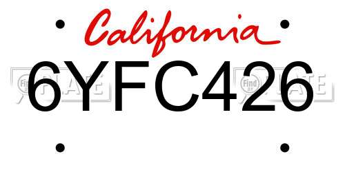 6YFC426 California License Plate