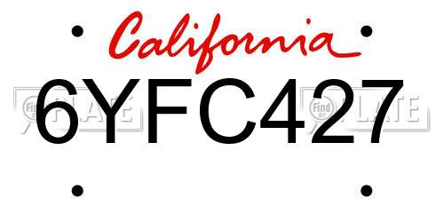 6YFC427 California License Plate